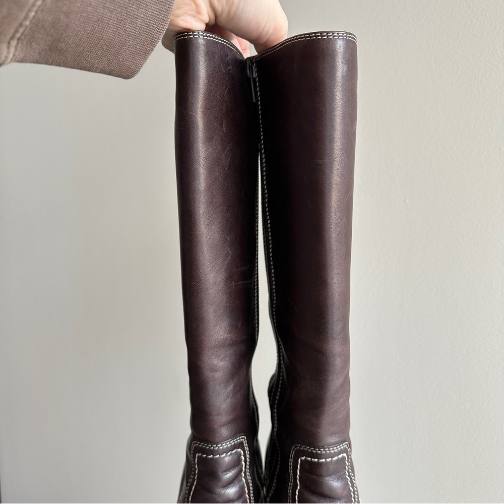 Franco Fortini Women Donna Mid-Calf Heeled Leather Boots, Y2K, Brown, Size 7.5M - Picture 7 of 16